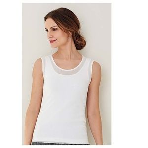 Cynthia Ashby Cotton Mesh Tank Small